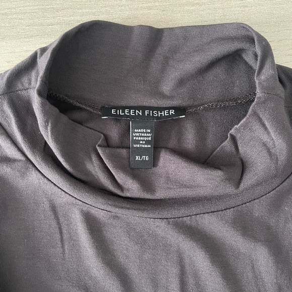 Eileen Fisher | Jersey Mock Neck Sleeveless Top Brown Contemporary Minimalist - Picture 4 of 4